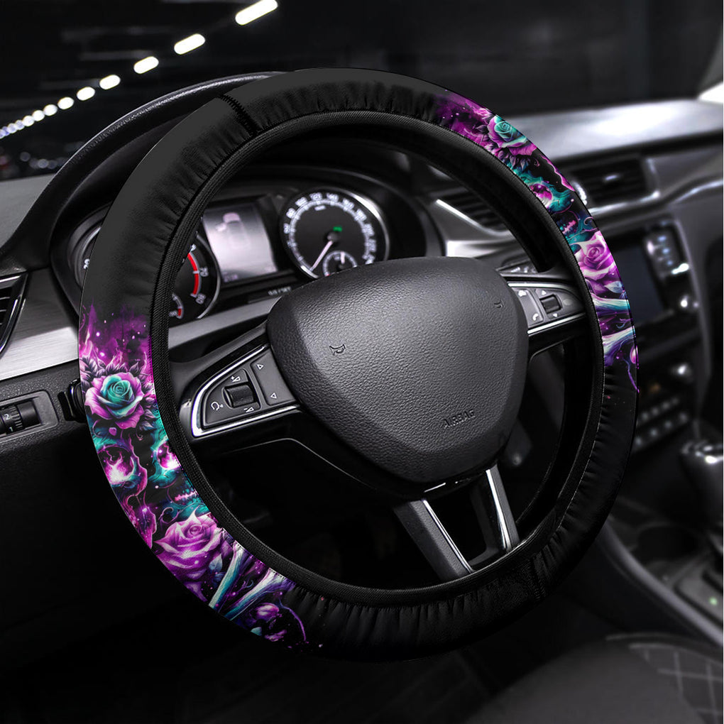 Rose Skull Steering Wheel Cover Stuck Between IDK IDC And IDGAF