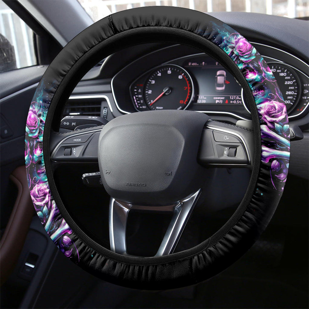 Rose Skull Steering Wheel Cover Stuck Between IDK IDC And IDGAF