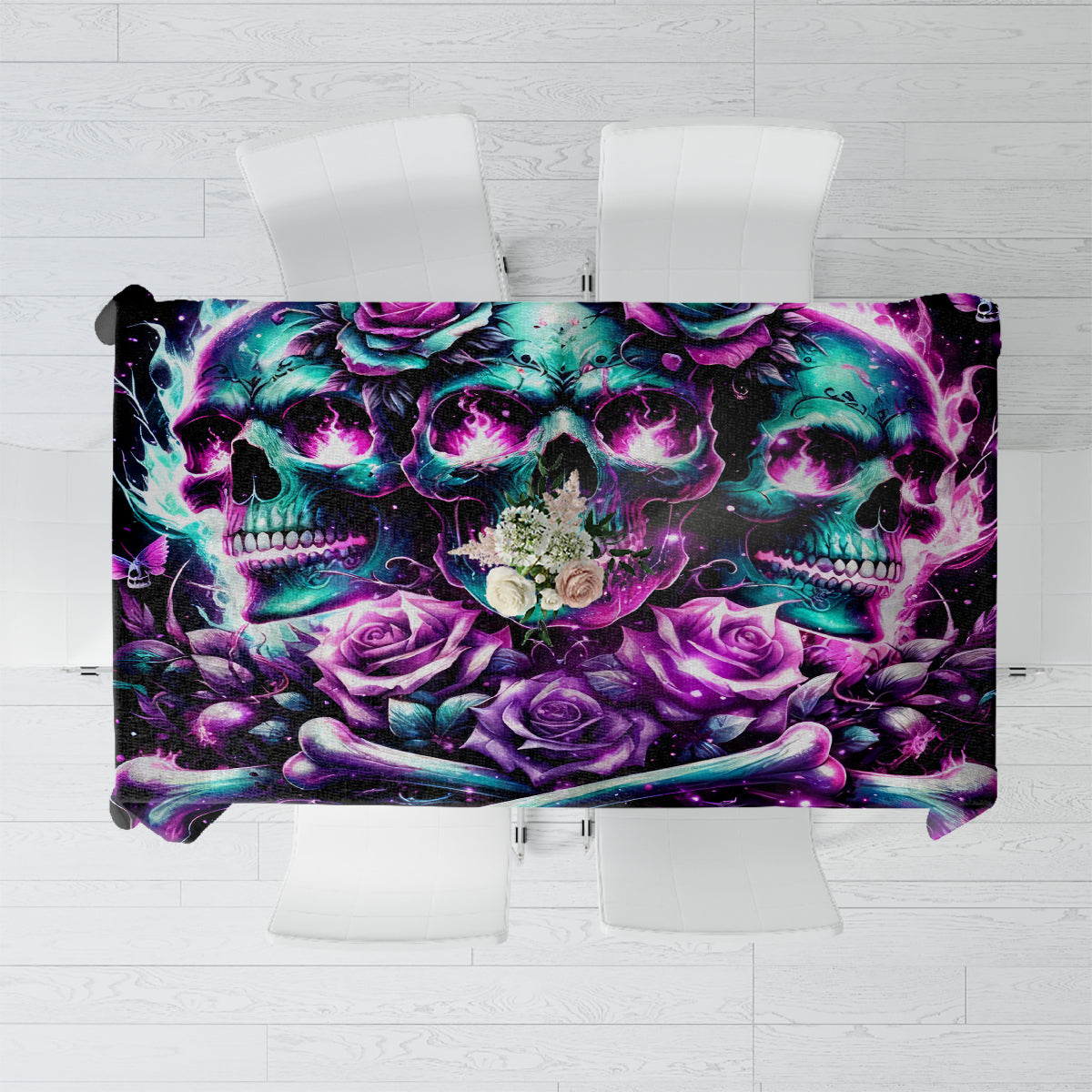 Rose Skull Tablecloth Stuck Between IDK IDC And IDGAF