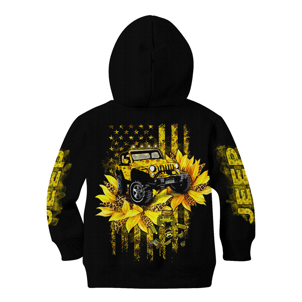 Sunflower Jeep Kid Hoodie American Flag Sunflower Jeep