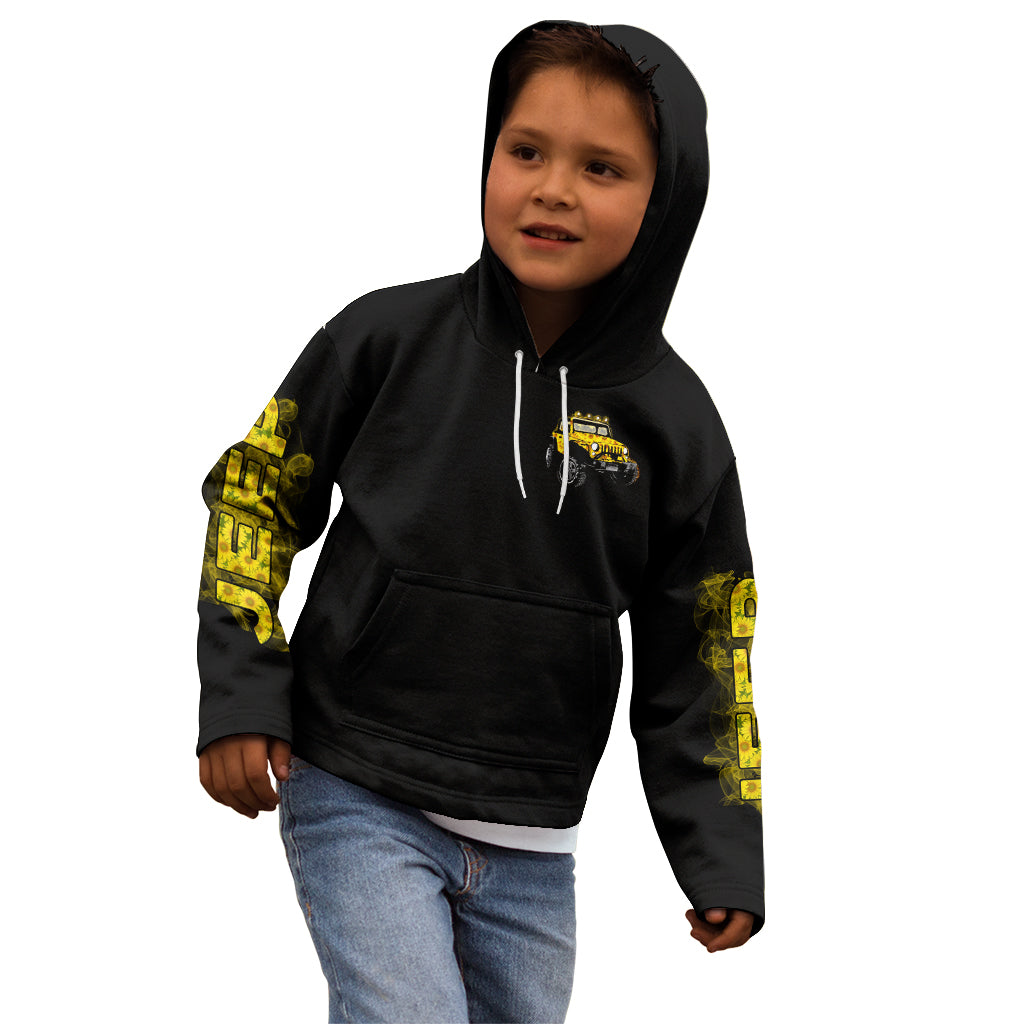 Sunflower Jeep Kid Hoodie American Flag Sunflower Jeep