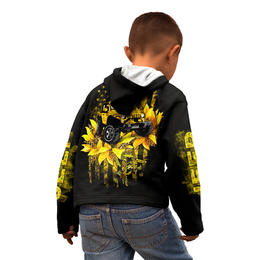 Sunflower Jeep Kid Hoodie American Flag Sunflower Jeep