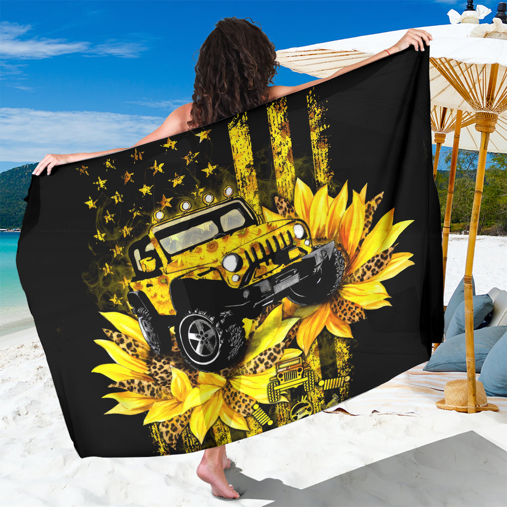 Sunflower Jeep Sarong American Flag Sunflower Jeep