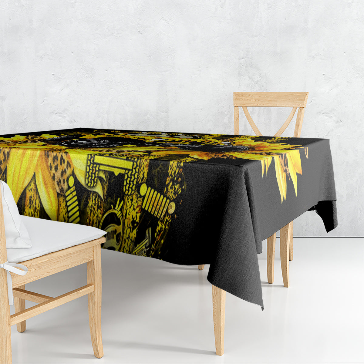 Sunflower Jeep Tablecloth American Flag Sunflower Jeep