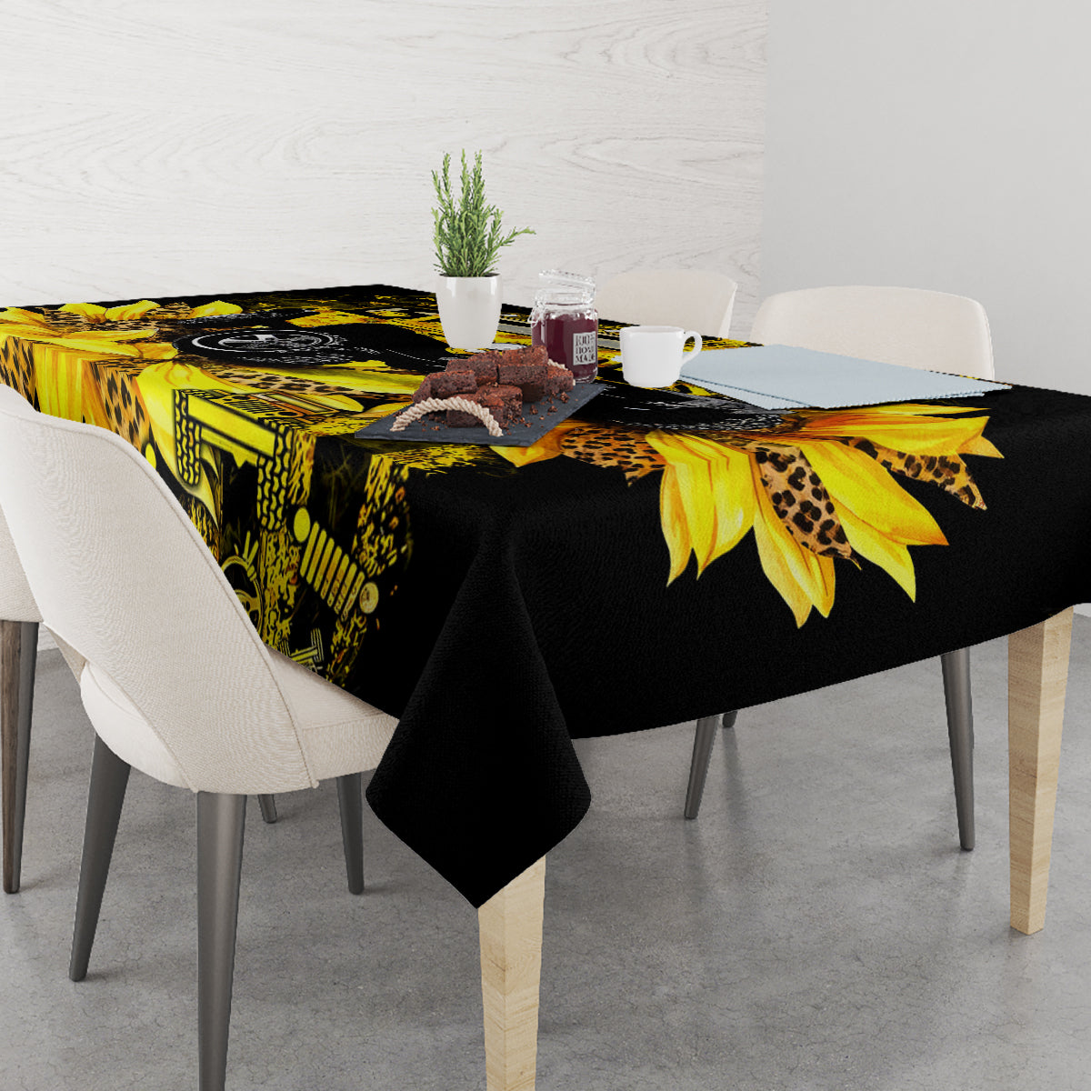 Sunflower Jeep Tablecloth American Flag Sunflower Jeep