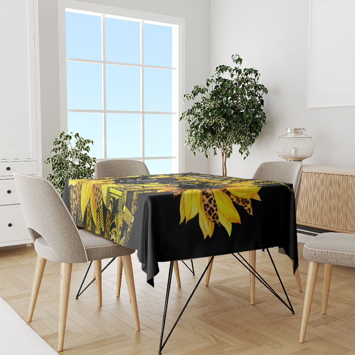 Sunflower Jeep Tablecloth American Flag Sunflower Jeep