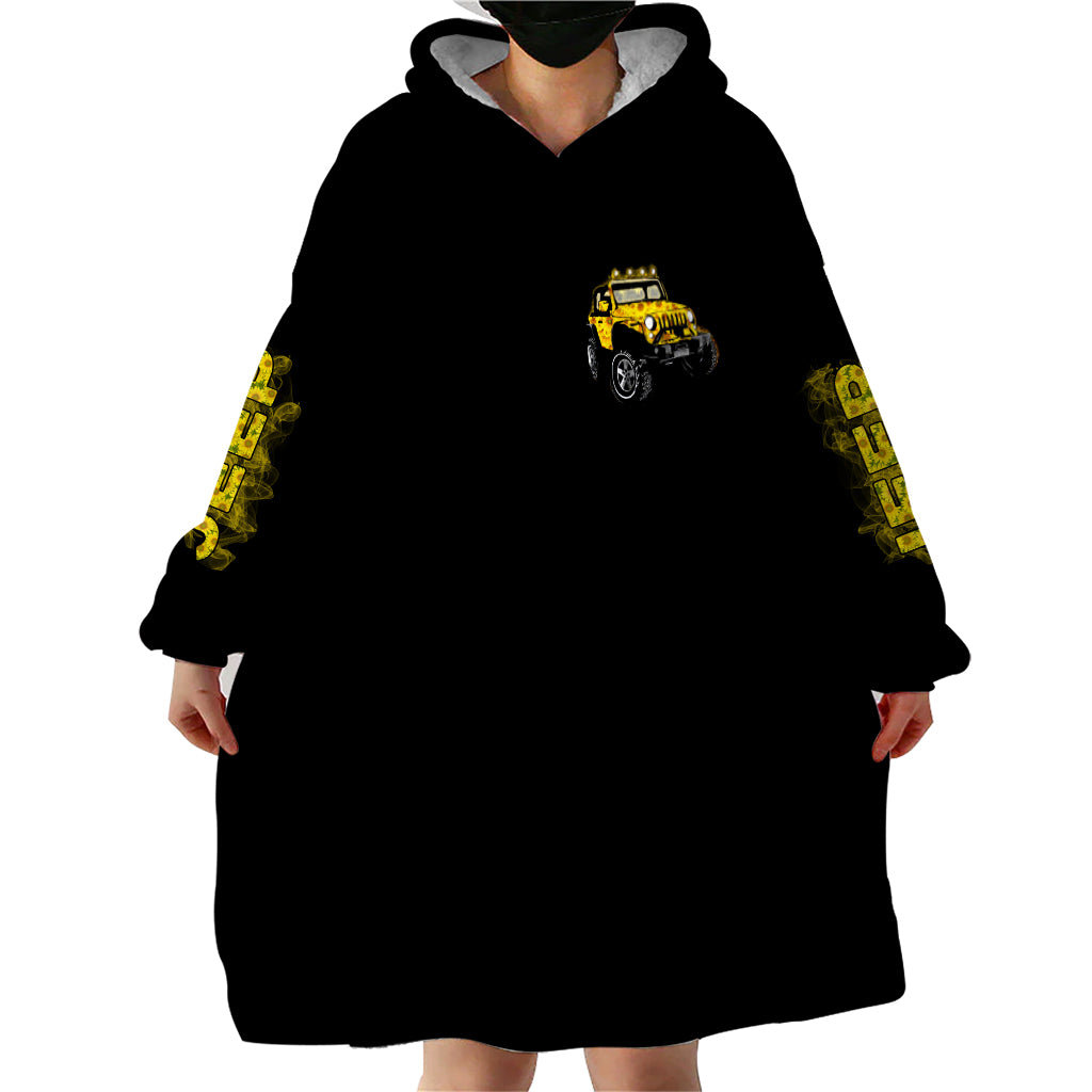 Sunflower Jeep Wearable Blanket Hoodie American Flag Sunflower Jeep