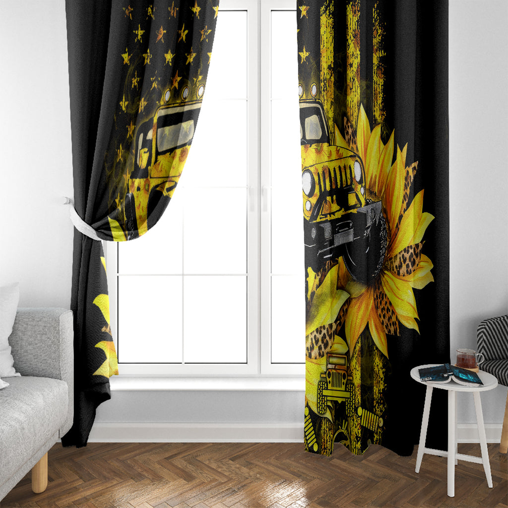 Sunflower Jeep Window Curtain American Flag Sunflower Jeep