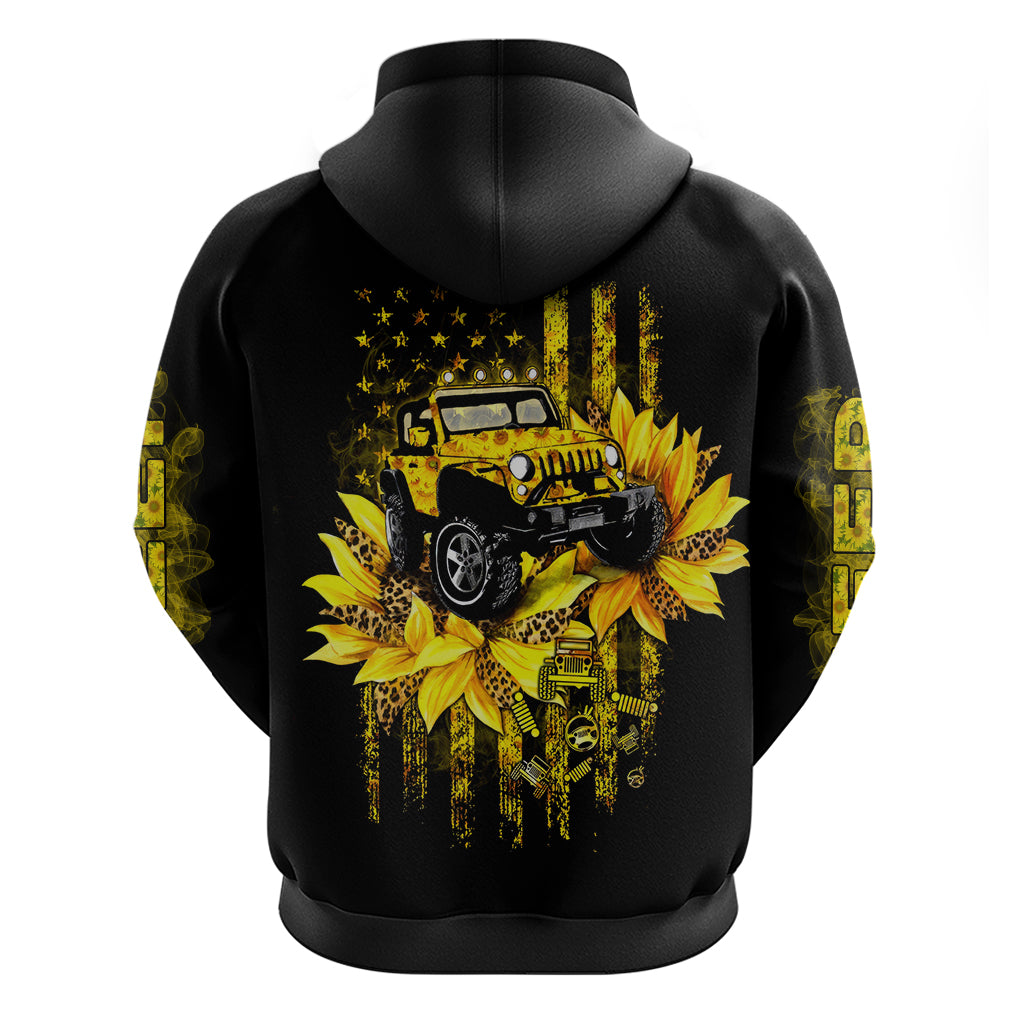 Sunflower Jeep Zip Hoodie American Flag Sunflower Jeep