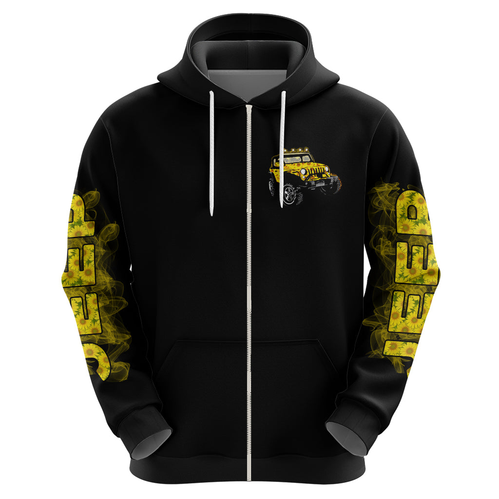 Sunflower Jeep Zip Hoodie American Flag Sunflower Jeep