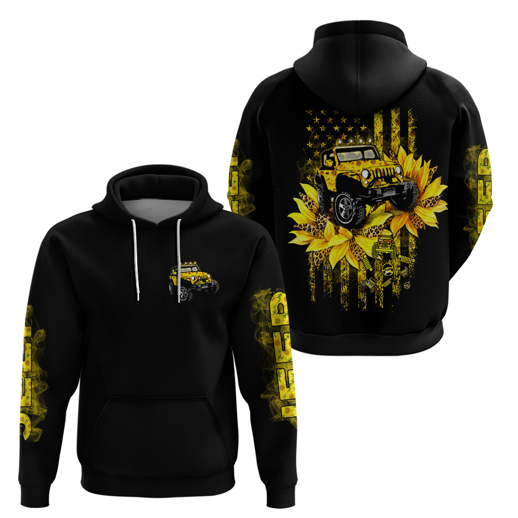 Sunflower Jeep Zip Hoodie American Flag Sunflower Jeep