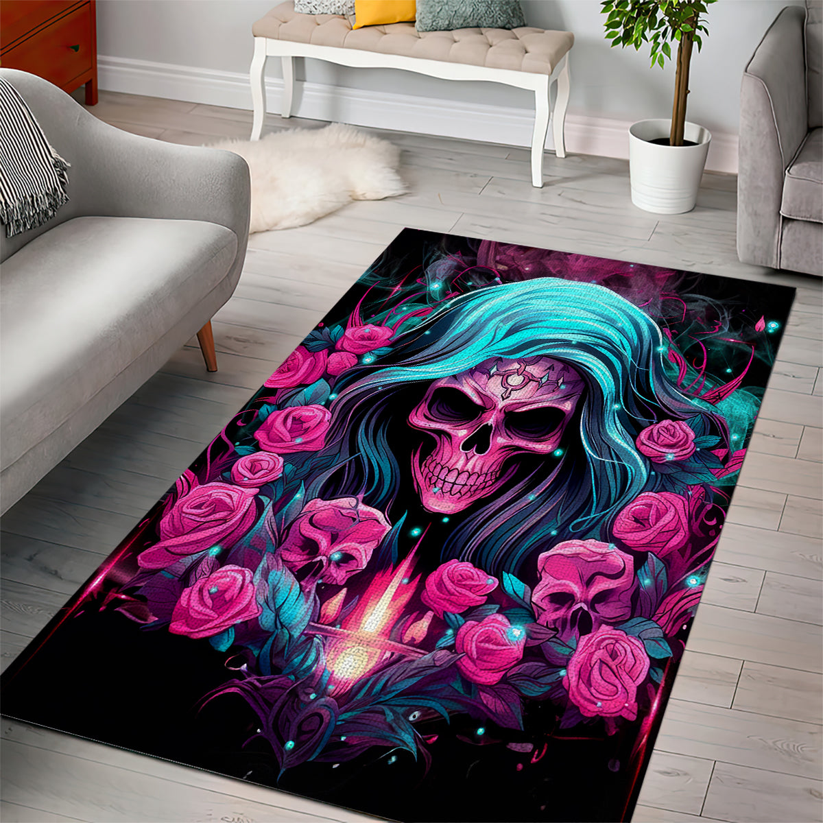 Lady Skull Area Rug The Good Girl In Me Got Tired Of The Bullshit