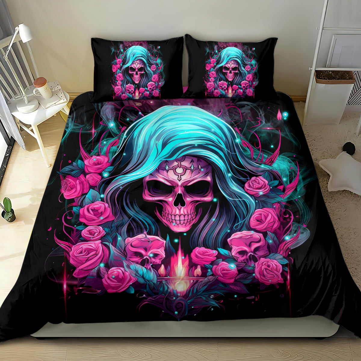 Lady Skull Bedding Set The Good Girl In Me Got Tired Of The Bullshit