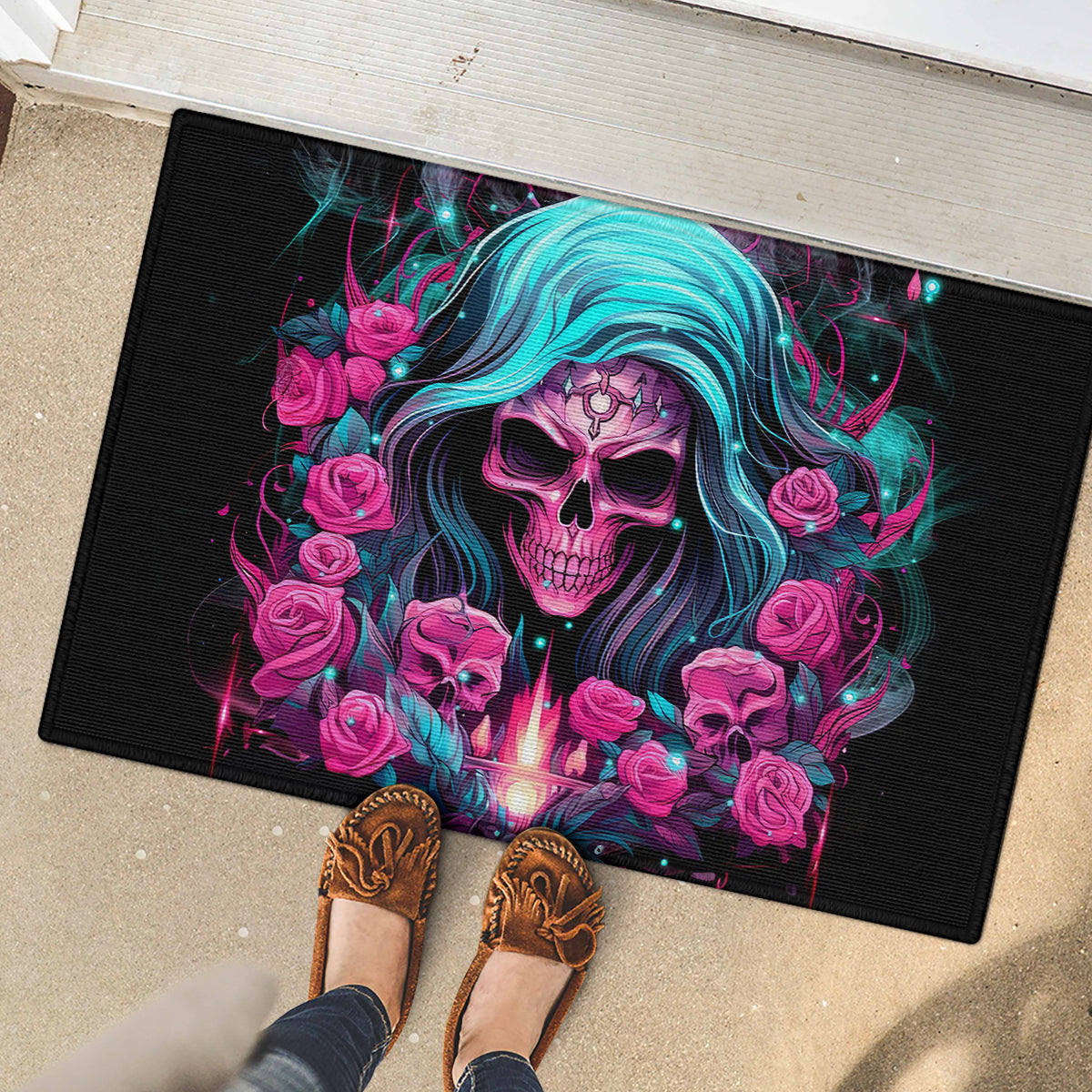 Lady Skull Rubber Doormat The Good Girl In Me Got Tired Of The Bullshit