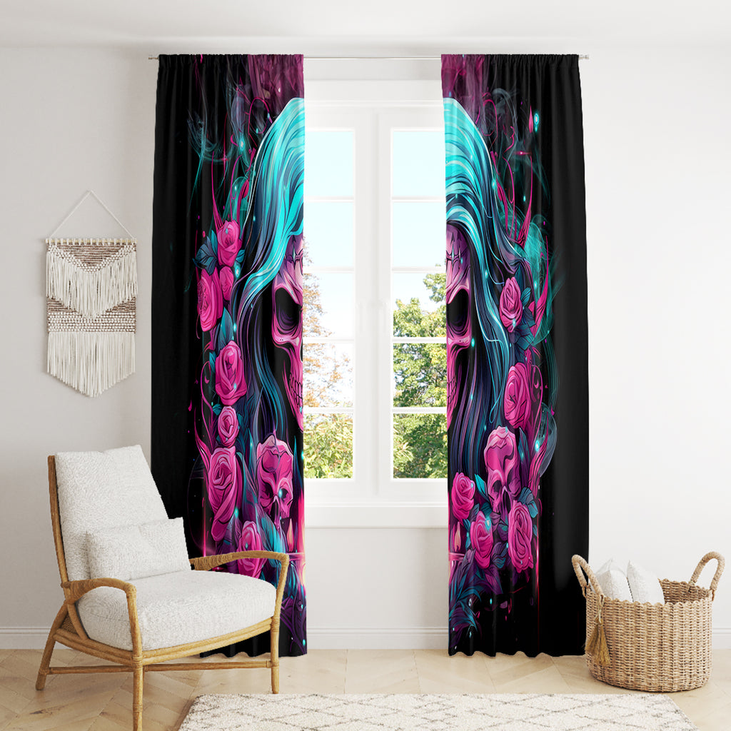 Lady Skull Window Curtain The Good Girl In Me Got Tired Of The Bullshit
