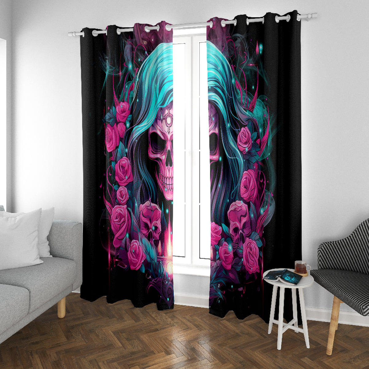 Lady Skull Window Curtain The Good Girl In Me Got Tired Of The Bullshit