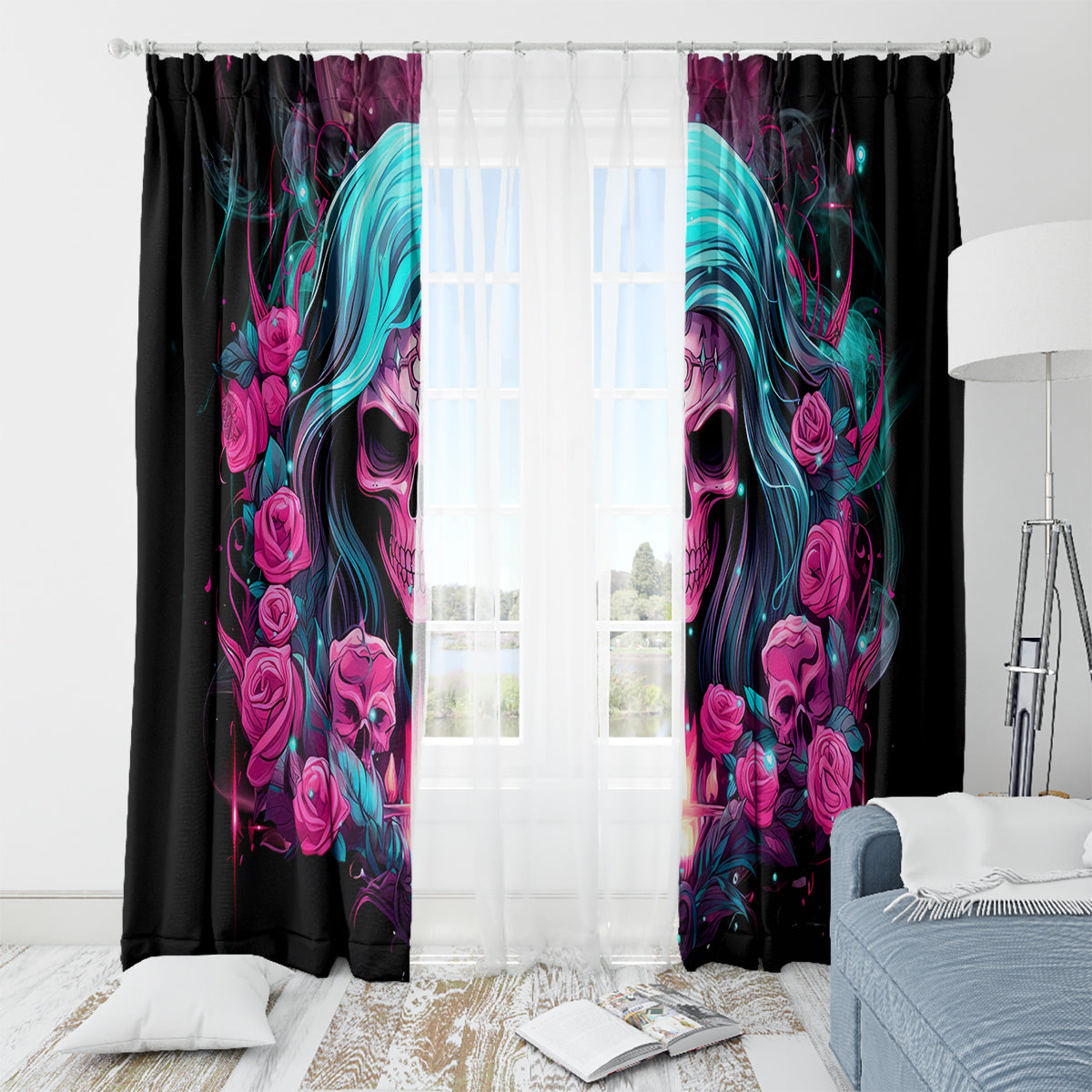 Lady Skull Window Curtain The Good Girl In Me Got Tired Of The Bullshit