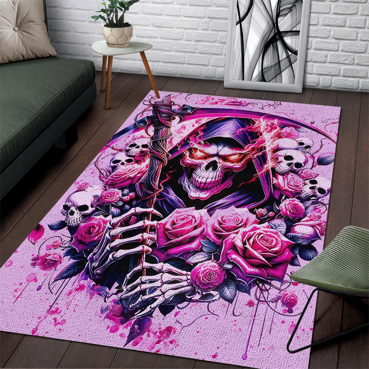 Reaper Skull Area Rug Warning This Tattooed Girl Doesn't Play Well With Stupid People