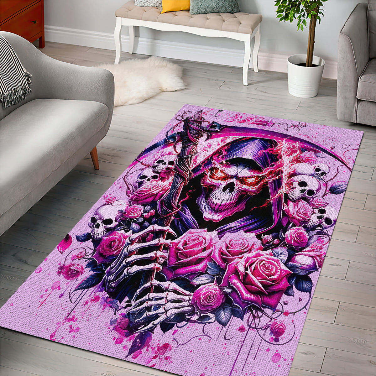 Reaper Skull Area Rug Warning This Tattooed Girl Doesn't Play Well With Stupid People