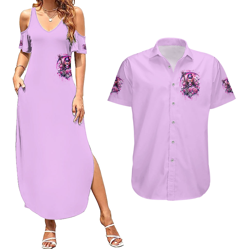 Reaper Skull Couples Matching Summer Maxi Dress and Hawaiian Shirt Warning This Tattooed Girl Doesn't Play Well With Stupid People