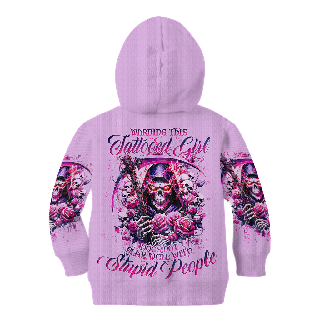 Reaper Skull Kid Hoodie Warning This Tattooed Girl Doesn't Play Well With Stupid People