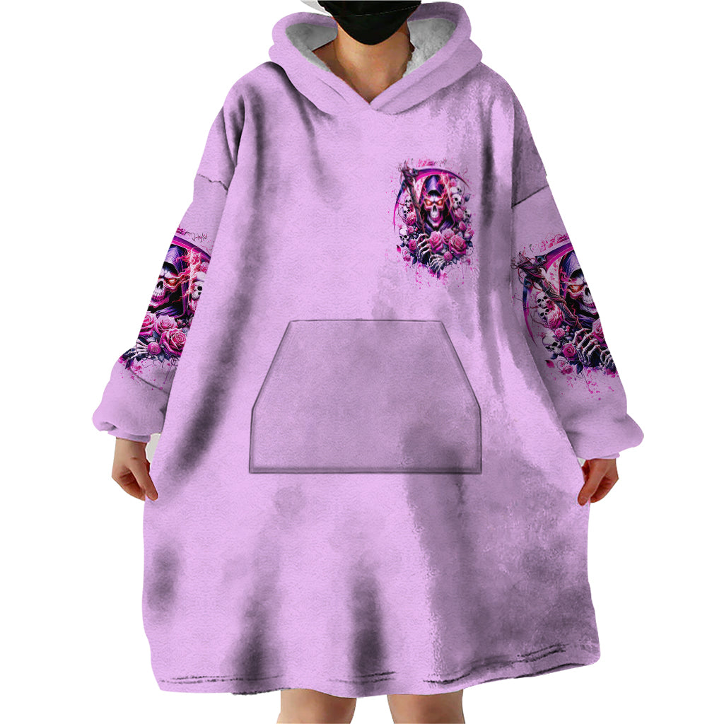 Reaper Skull Wearable Blanket Hoodie Warning This Tattooed Girl Doesn't Play Well With Stupid People