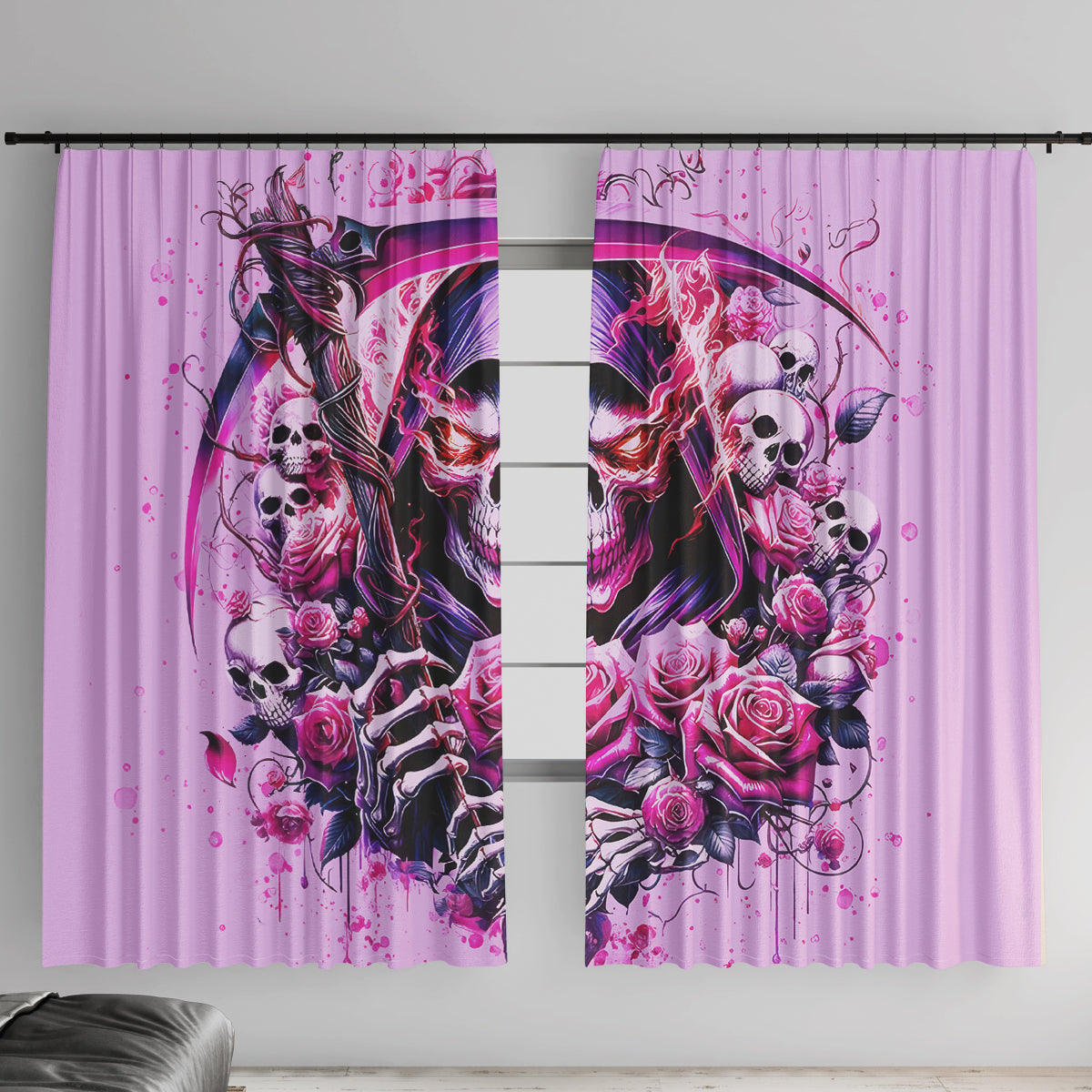 Reaper Skull Window Curtain Warning This Tattooed Girl Doesn't Play Well With Stupid People