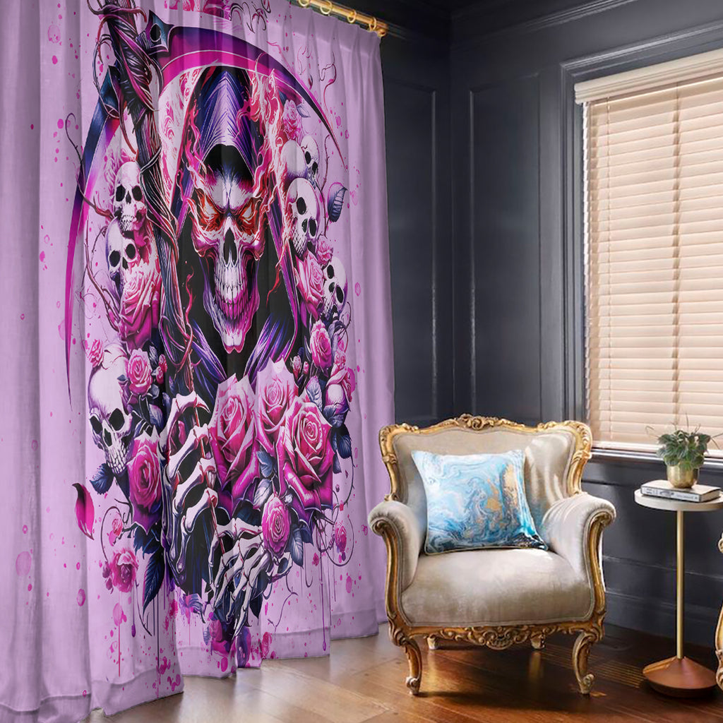 Reaper Skull Window Curtain Warning This Tattooed Girl Doesn't Play Well With Stupid People