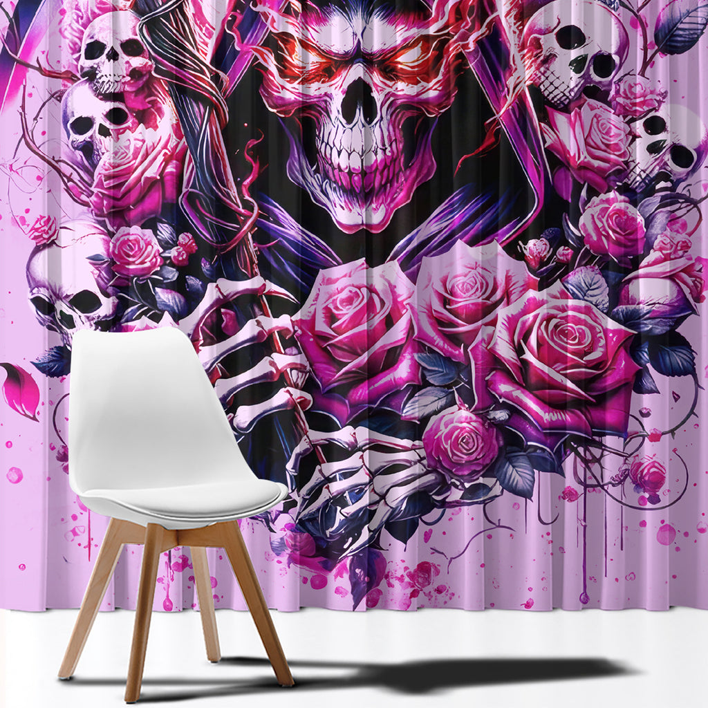 Reaper Skull Window Curtain Warning This Tattooed Girl Doesn't Play Well With Stupid People