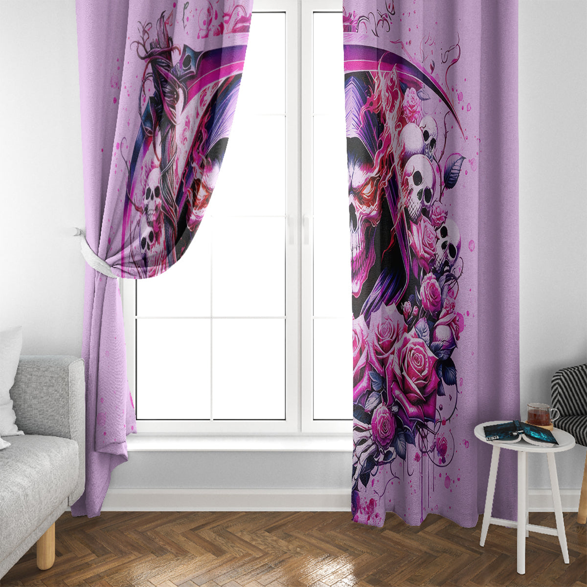 Reaper Skull Window Curtain Warning This Tattooed Girl Doesn't Play Well With Stupid People