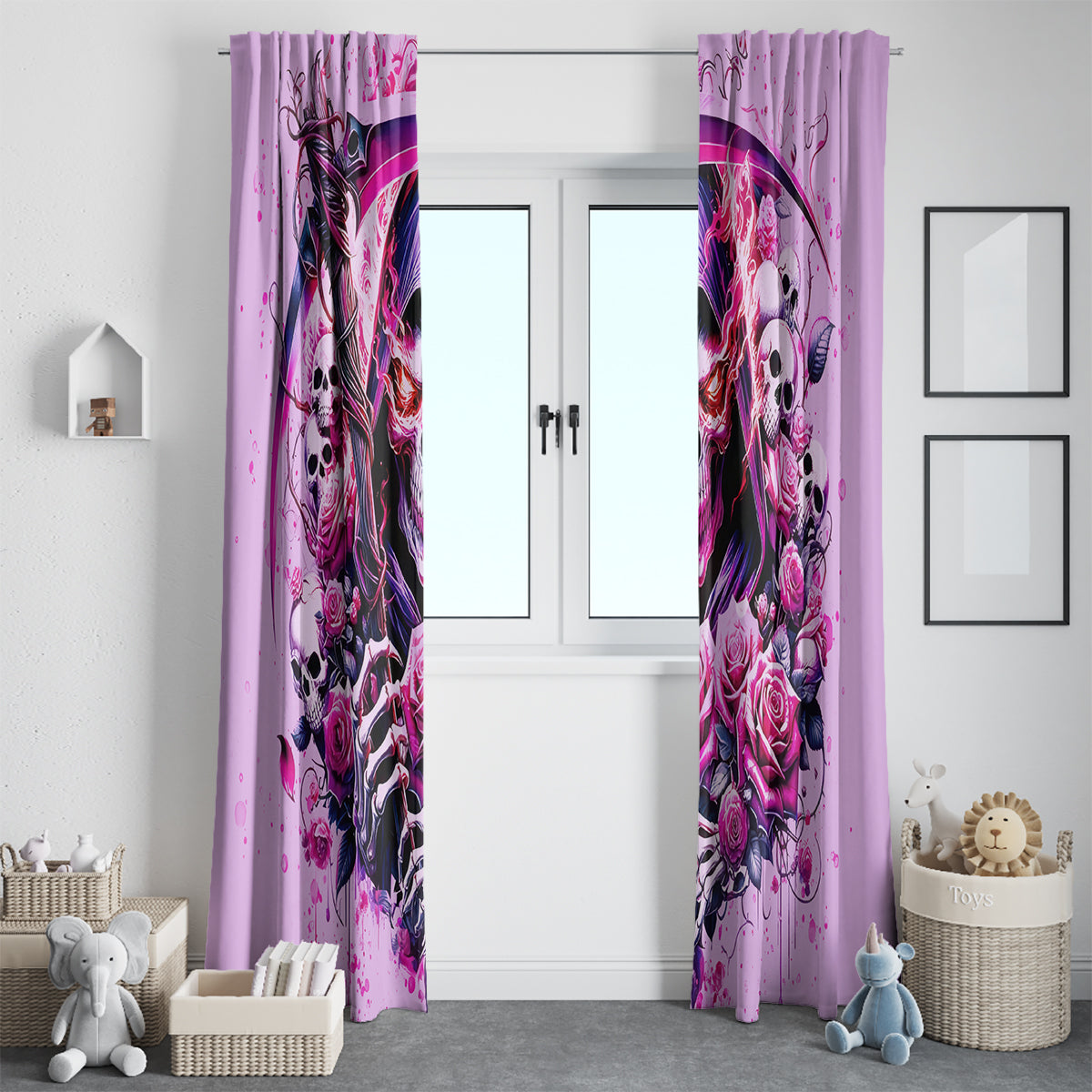 Reaper Skull Window Curtain Warning This Tattooed Girl Doesn't Play Well With Stupid People