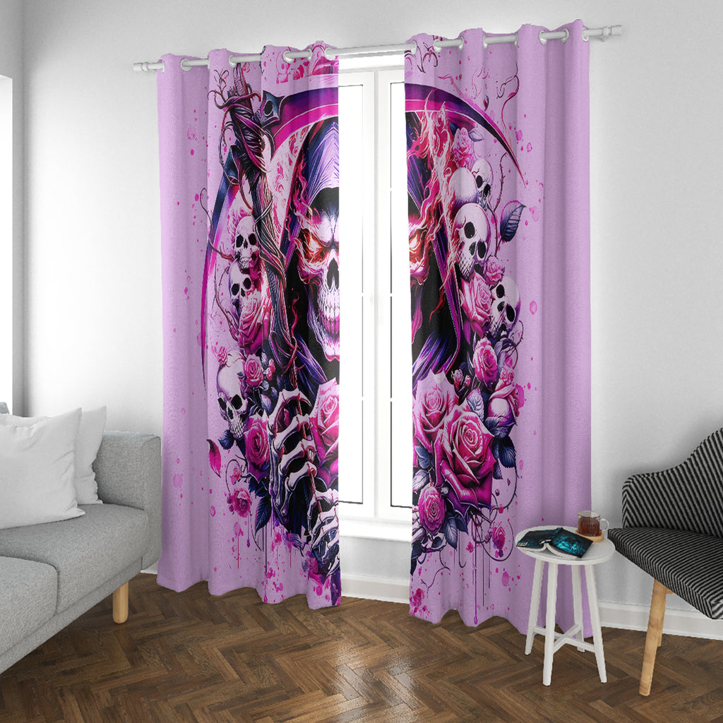 Reaper Skull Window Curtain Warning This Tattooed Girl Doesn't Play Well With Stupid People