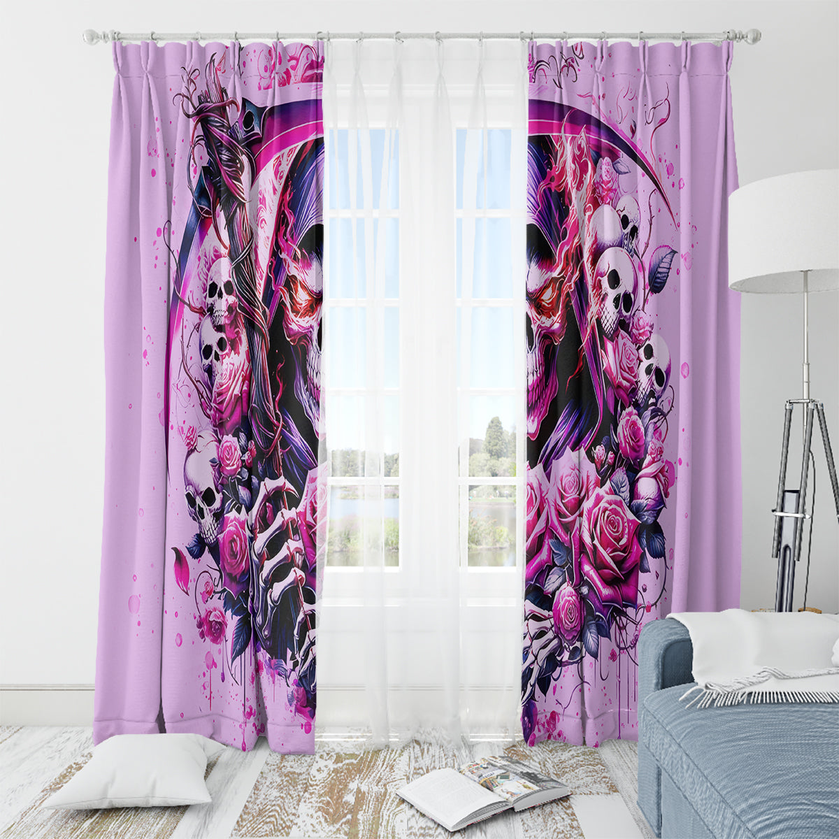 Reaper Skull Window Curtain Warning This Tattooed Girl Doesn't Play Well With Stupid People