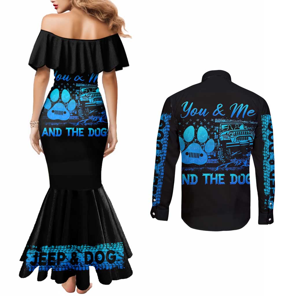 Jeep Life Couples Matching Mermaid Dress and Long Sleeve Button Shirt You & Me And The Dogs DT01
