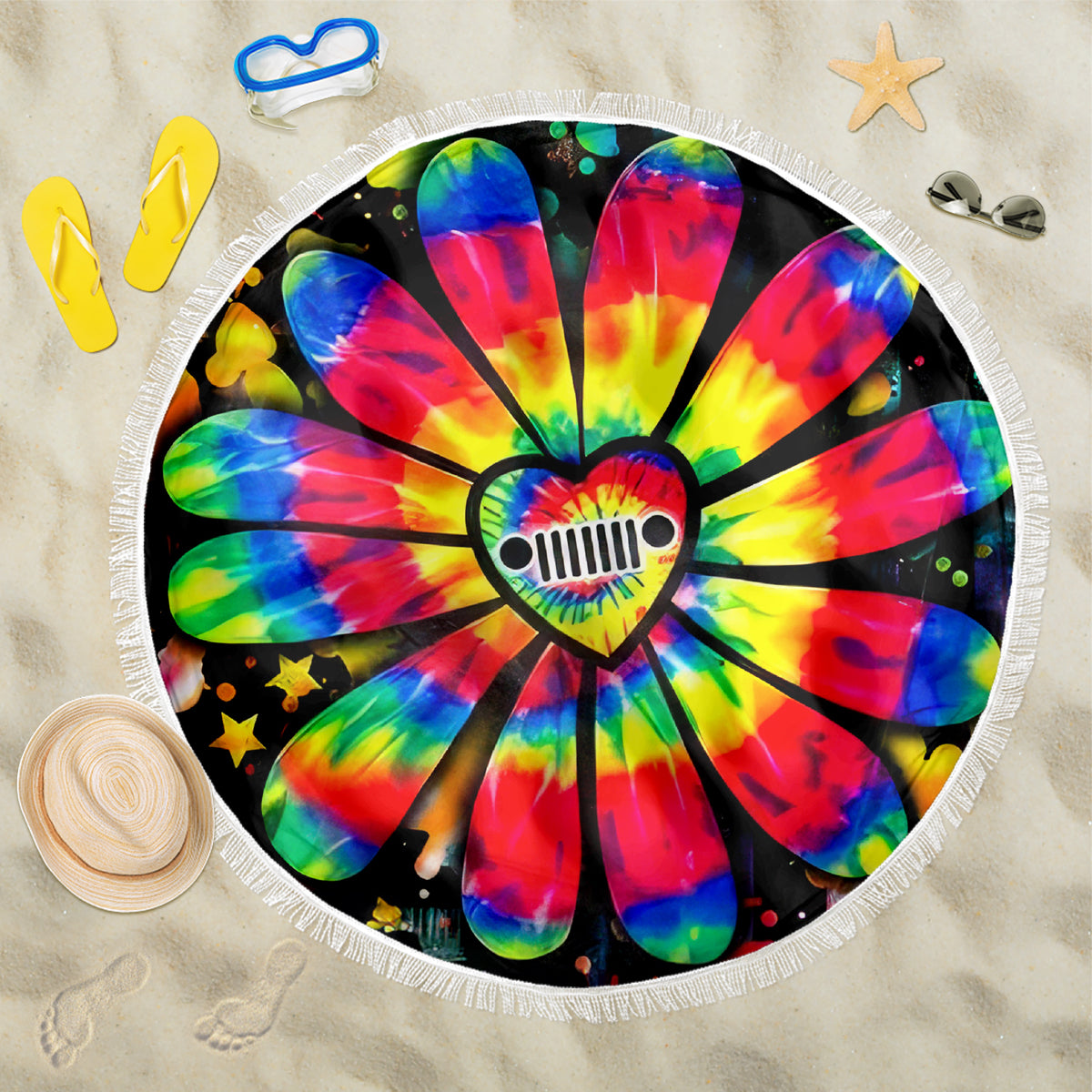 Hippie Jeep Beach Blanket Daisy Jeep Girl