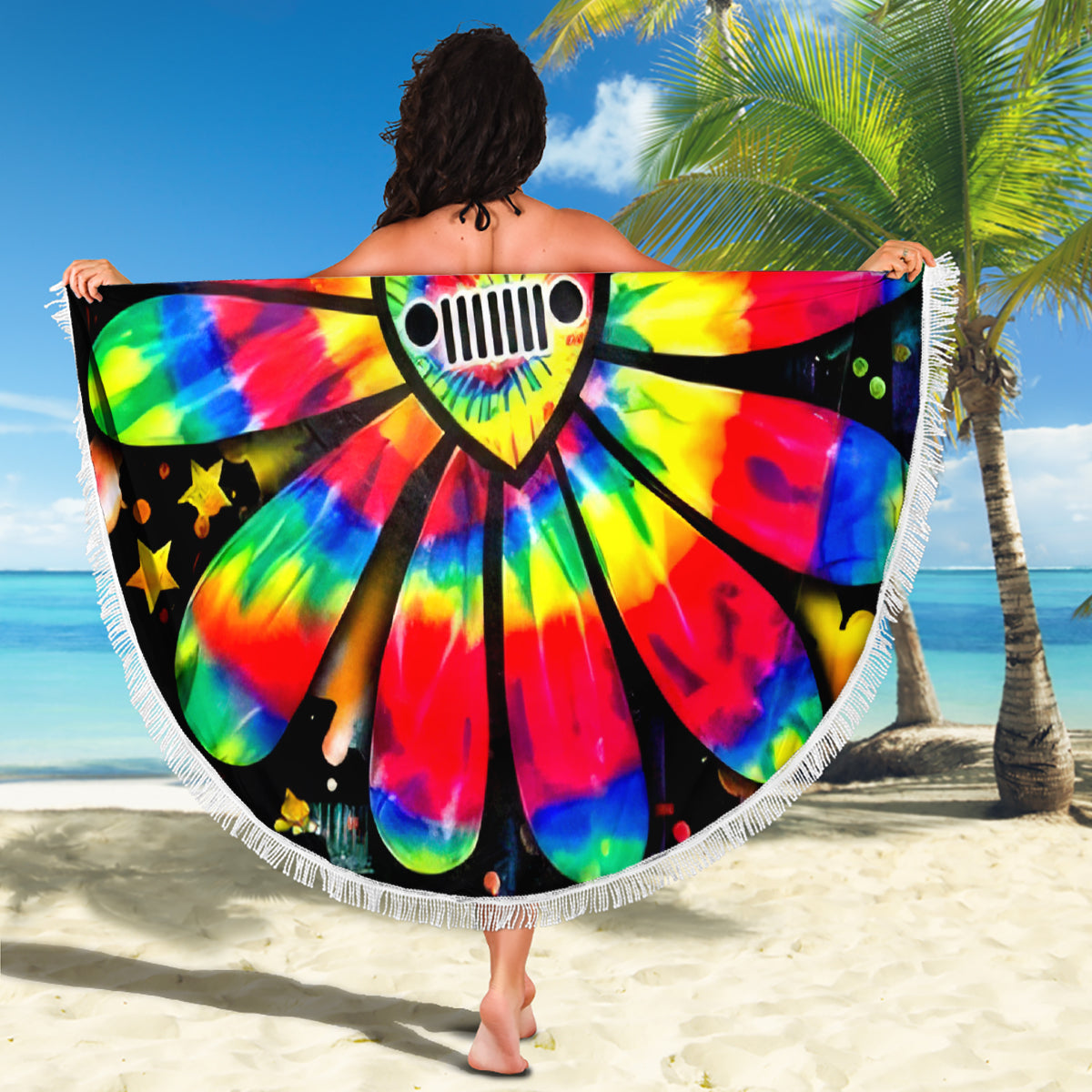 Hippie Jeep Beach Blanket Daisy Jeep Girl
