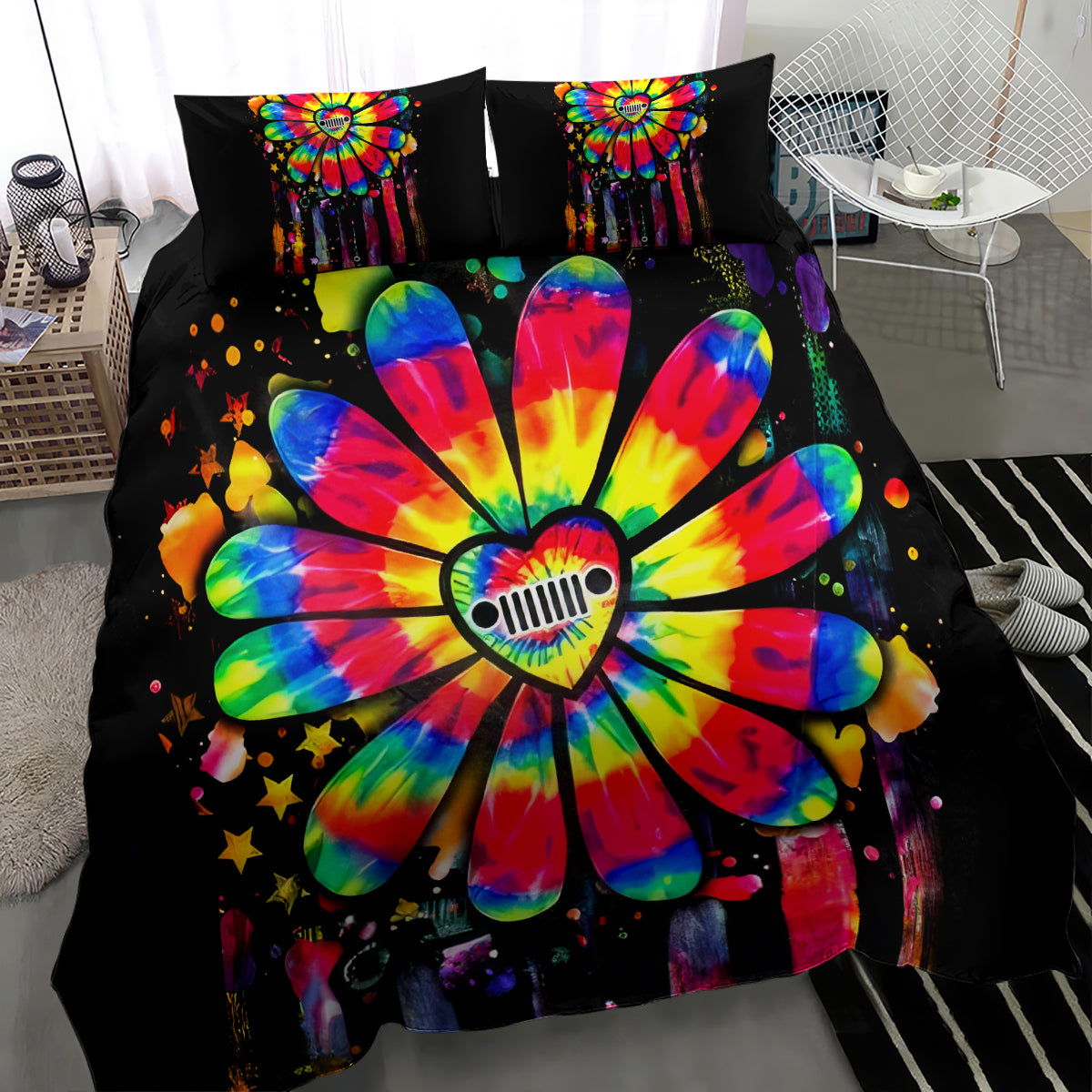 Hippie Jeep Bedding Set Daisy Jeep Girl