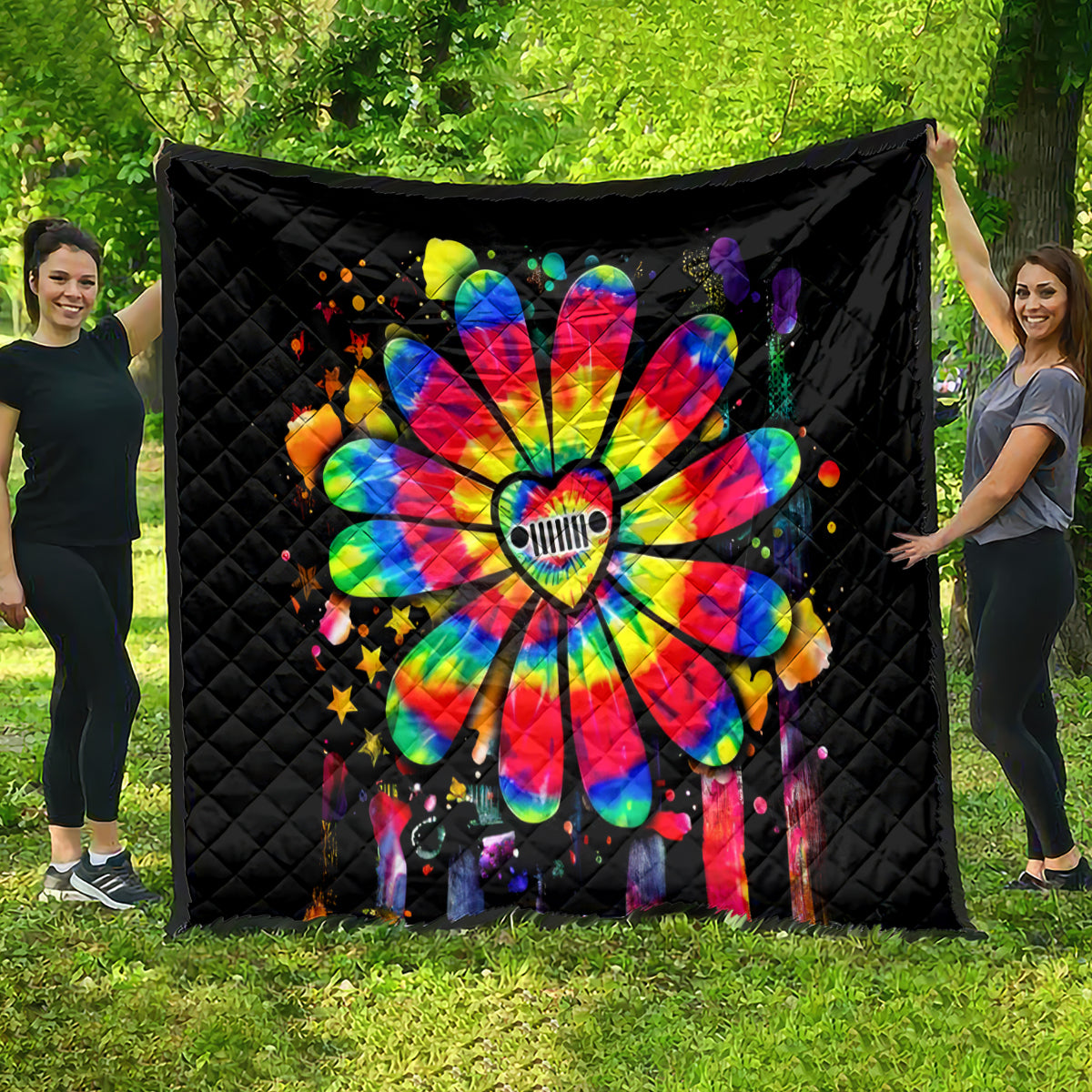 Hippie Jeep Quilt Daisy Jeep Girl