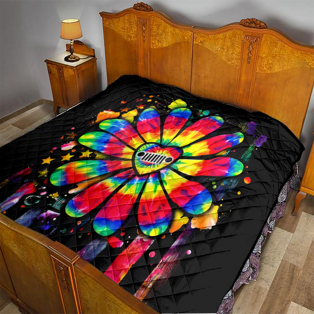 Hippie Jeep Quilt Daisy Jeep Girl
