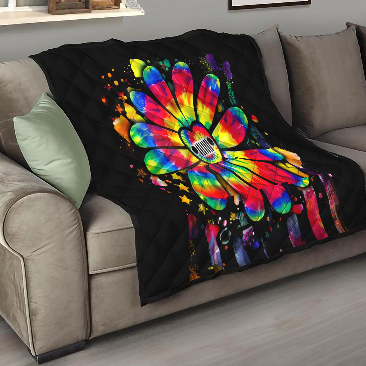 Hippie Jeep Quilt Daisy Jeep Girl
