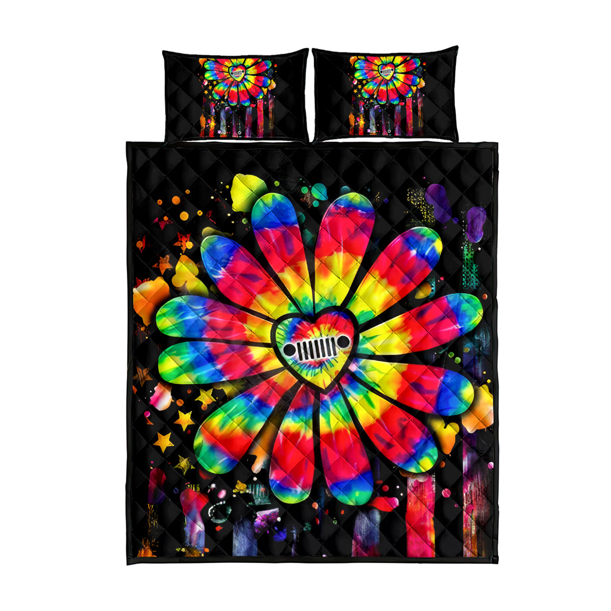 Hippie Jeep Quilt Bed Set Daisy Jeep Girl