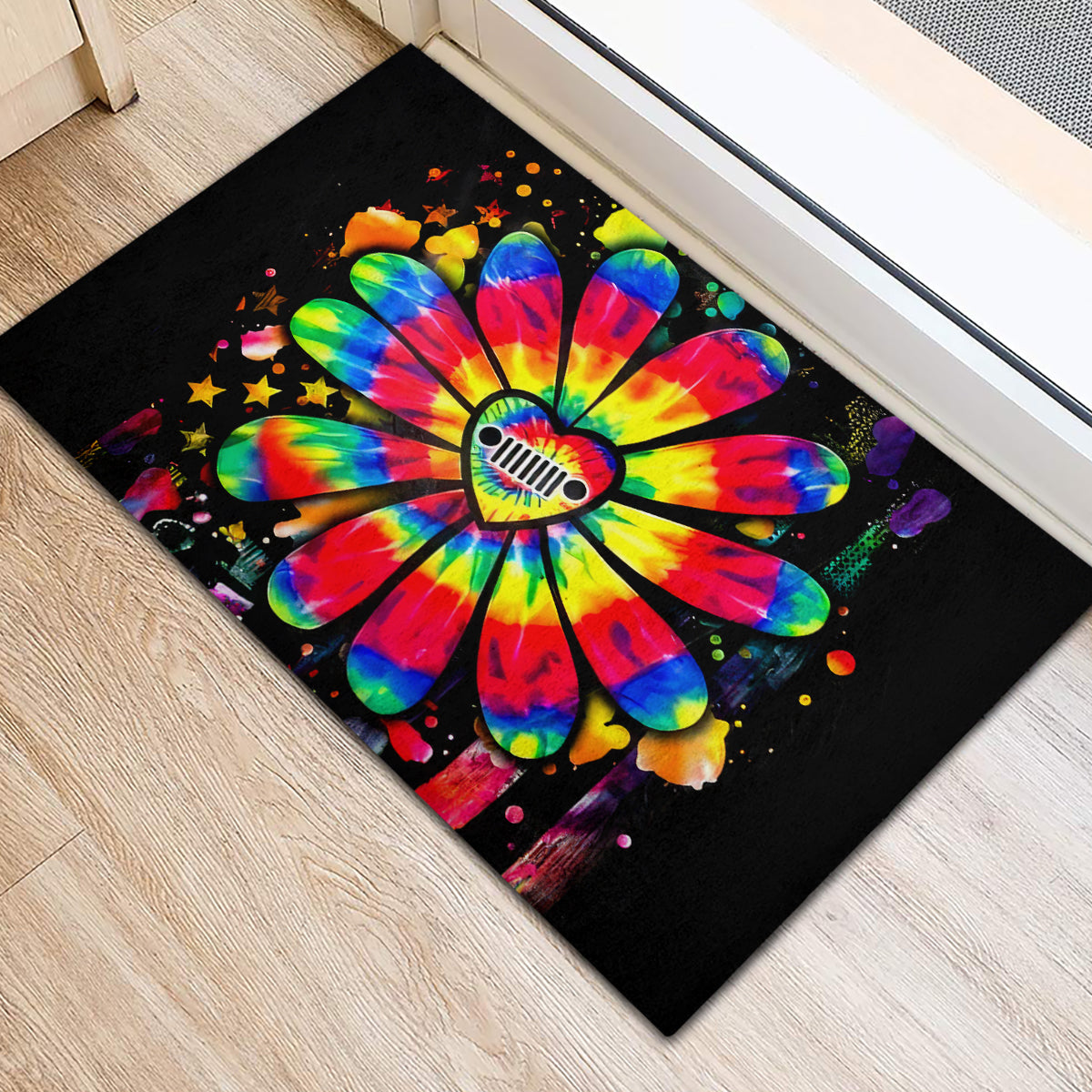 Hippie Jeep Rubber Doormat Daisy Jeep Girl