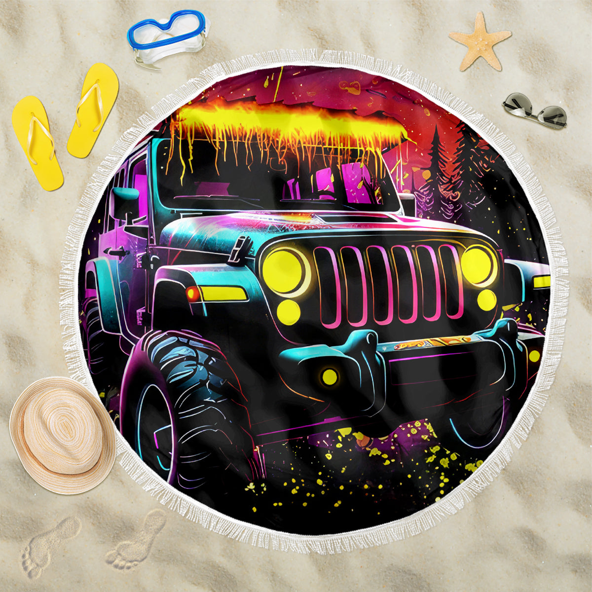 Glowing Jeep Beach Blanket Jeep Girl Iam Who Iam Your Approval Isn't Needed