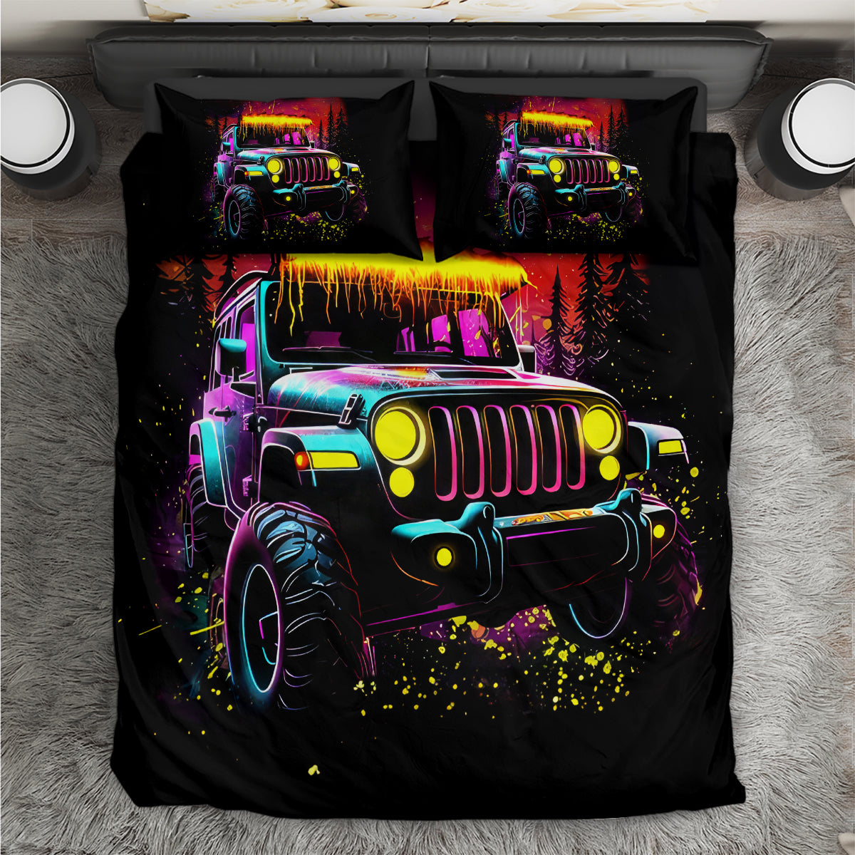 Glowing Jeep Bedding Set Jeep Girl Iam Who Iam Your Approval Isn't Needed