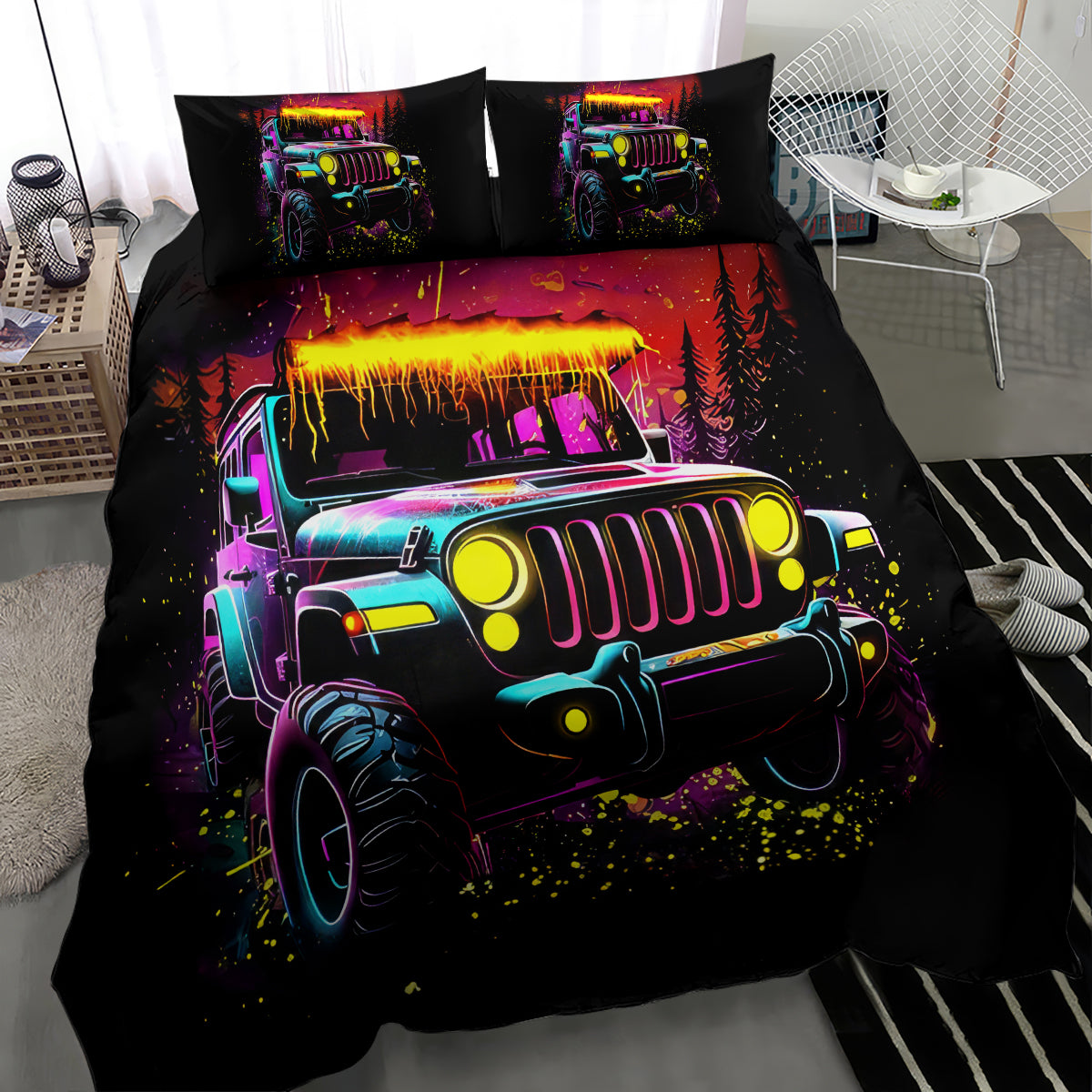 Glowing Jeep Bedding Set Jeep Girl Iam Who Iam Your Approval Isn't Needed