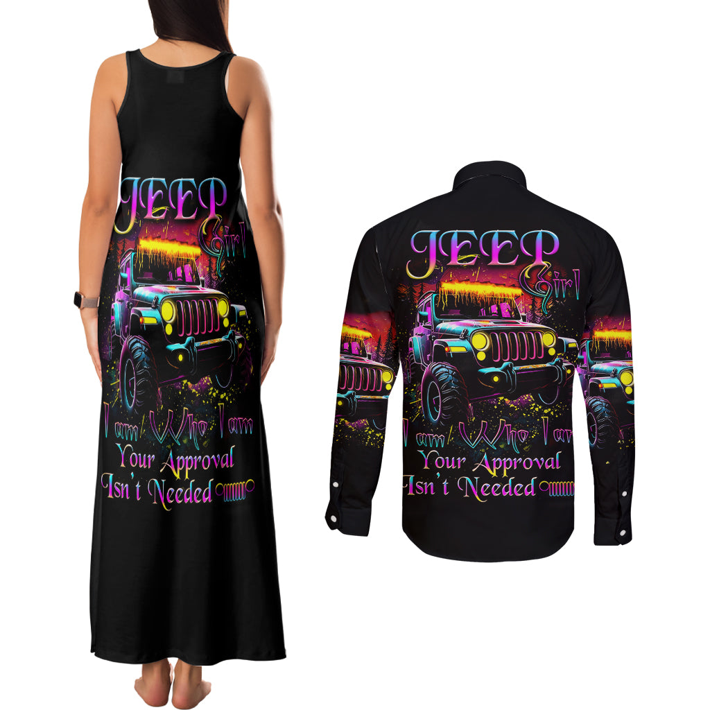Glowing Jeep Couples Matching Tank Maxi Dress and Long Sleeve Button Shirt Jeep Girl Iam Who Iam Your Approval Isn't Needed