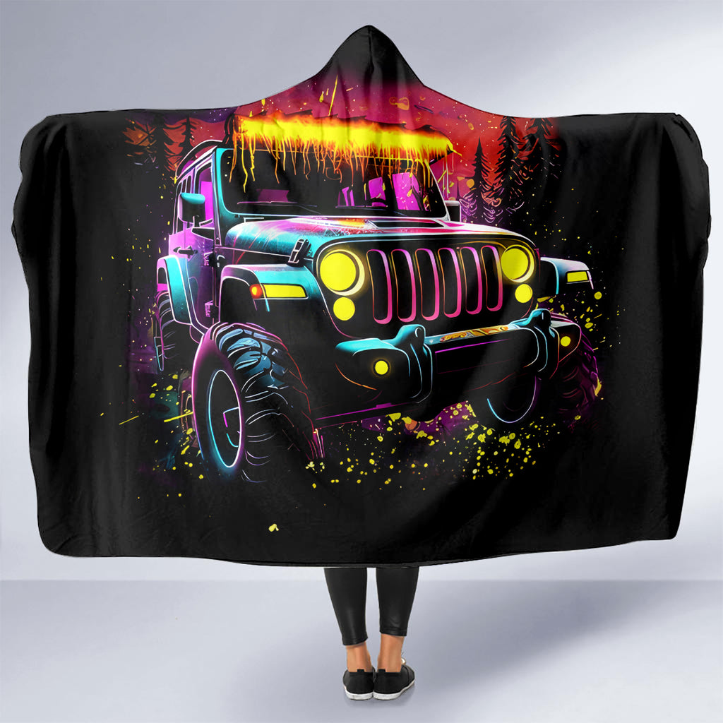 Glowing Jeep Hooded Blanket Jeep Girl Iam Who Iam Your Approval Isn't Needed