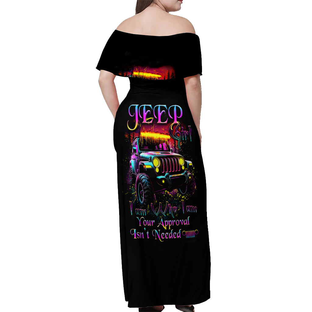 Glowing Jeep Off Shoulder Maxi Dress Jeep Girl Iam Who Iam Your Approval Isn't Needed