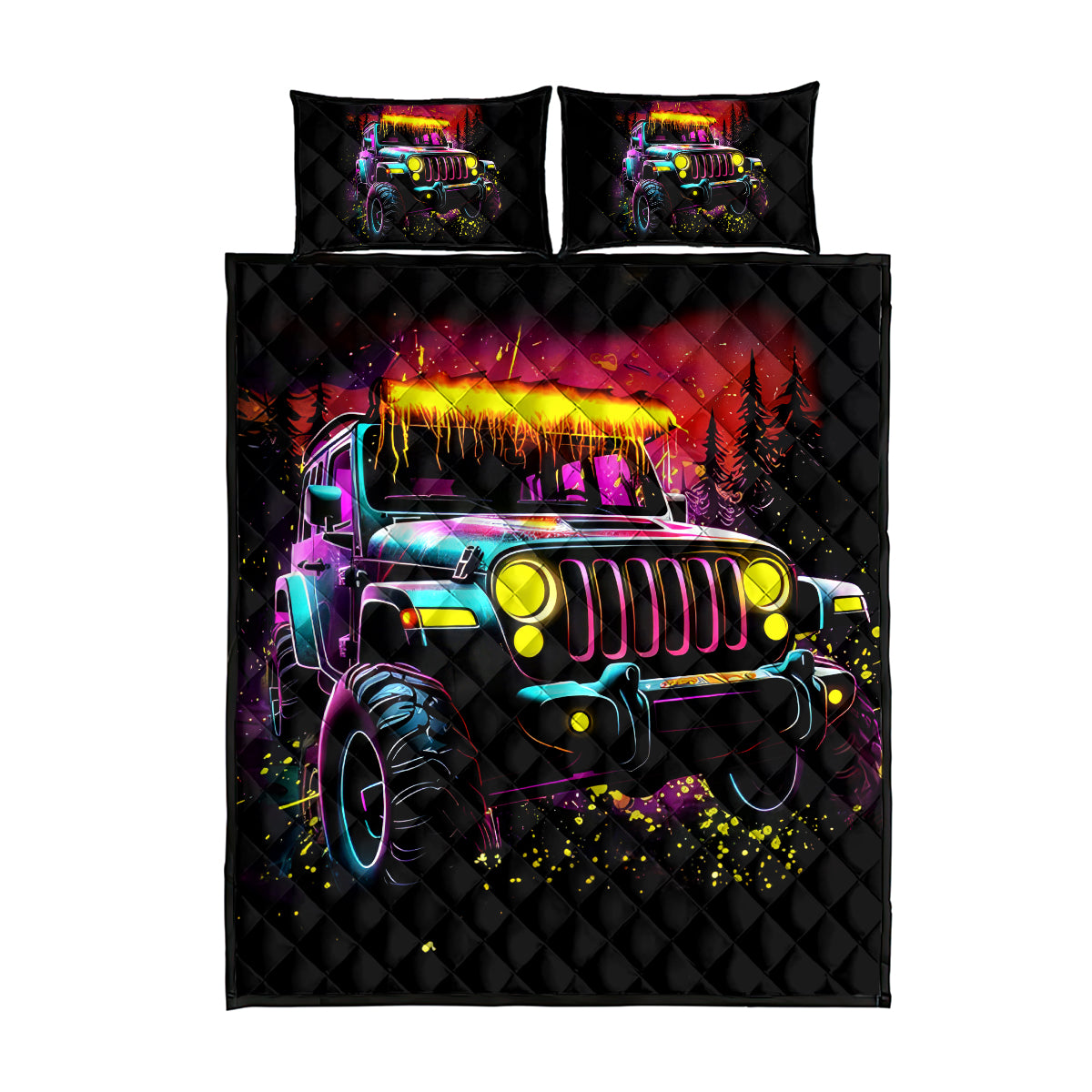 Glowing Jeep Quilt Bed Set Jeep Girl Iam Who Iam Your Approval Isn't Needed