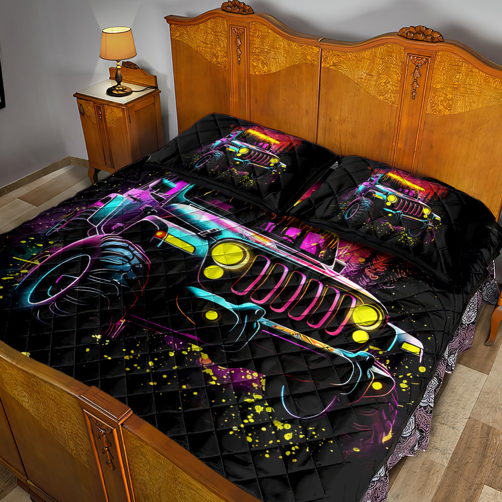 Glowing Jeep Quilt Bed Set Jeep Girl Iam Who Iam Your Approval Isn't Needed